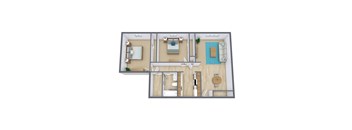 Bradbury Apartments in Bismarck, ND | Two  Bedroom Floor Plan 21C