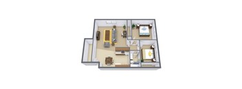 Carlton Place Apartments in Fargo, ND | Two Bedroom Floor Plan 21B