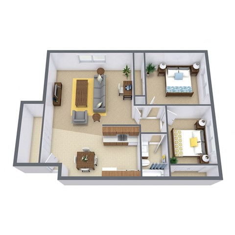 Carlton Place Apartments in Fargo, ND | Two Bedroom Floor Plan 21B
