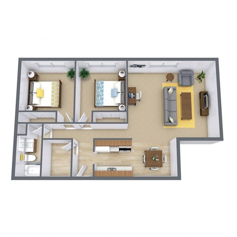 a floor plan of a house with a bedroom and a living room