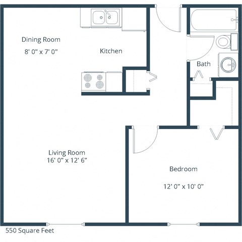 Covington Court Apartments in West St. Paul, MN - One Bedroom Floor Plan 11B