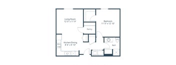 Crossroads Apartments in Fargo, ND | One Bedroom Floor Plan 175A