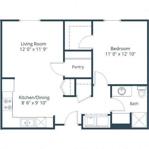 Crossroads Apartments in Fargo, ND | One Bedroom Floor Plan 175A