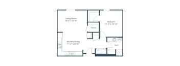 Crossroads Apartments in Fargo, ND | One Bedroom Floor Plan 175B