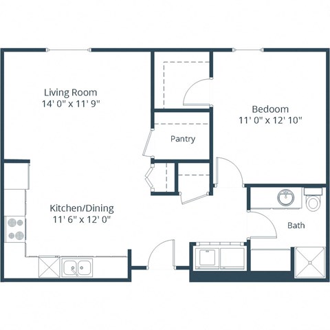 Crossroads Apartments in Fargo, ND | One Bedroom Floor Plan 175B