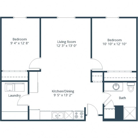 Crossroads Apartments in Fargo, ND | Two Bedroom Floor Plan 2175B