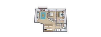 Cedars 4 Apartments | Two Bedroom Floor Plan 21B