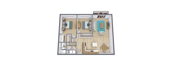 Cedars 4 Apartments | Two Bedroom Floor Plan 21C