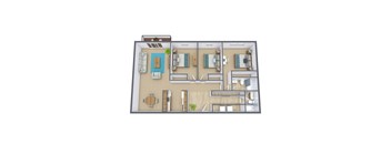 Cedars 4 Apartments | Three Bedroom Floor Plan 32A