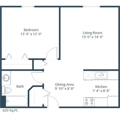Sterling Park Apartments | One Bedroom Floor Plan A