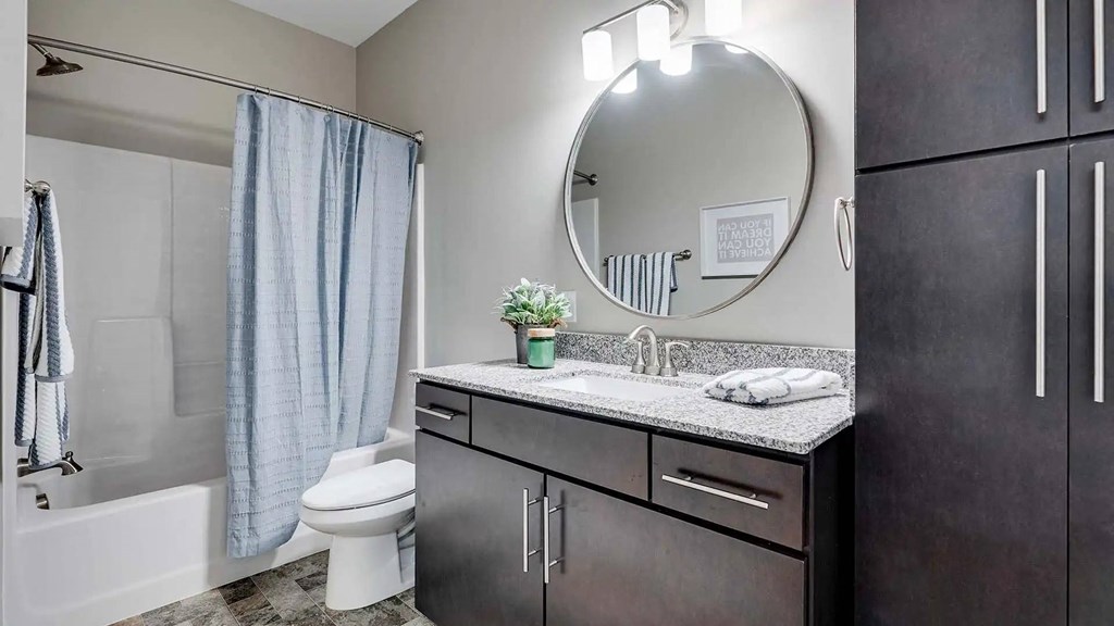 a bathroom with a sink and a toilet. Circle Pines, MN Lexington Lofts