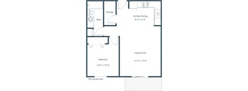 Carlton Place Apartment | 1 Bedroom Floor Plan 11B