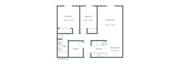 Carlton Place Apartment | 2 Bedroom Floor Plan 21D