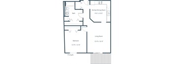Willow Park Apartment | 1 Bedroom Floor Plan 11B