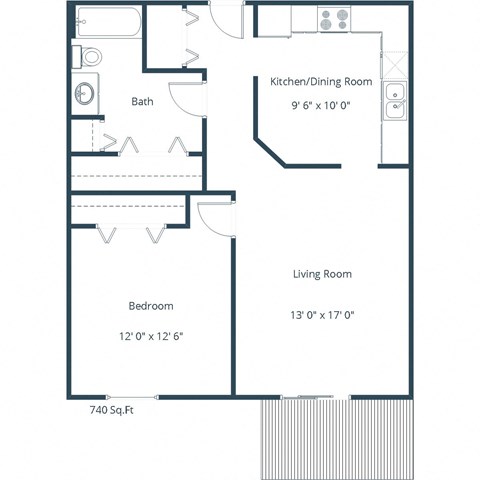 Willow Park Apartments in Fargo, ND | One Bedroom Floor Plan 11C