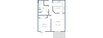 Willow Park Apartment | 1 Bedroom Floor Plan 11C