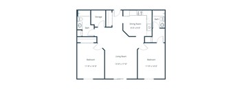 Willow Park Apartments in Fargo, ND | Two Bedroom Floor Plan 22A