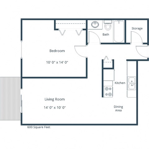 Barrette Arms Apartments in Crookston, MN | One Bedroom Floor Plan 11A