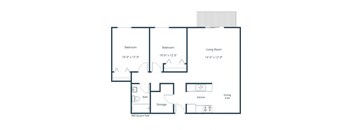 Barrette Arms Apartments in Crookston, MN | Two Bedroom Floor Plan 21A