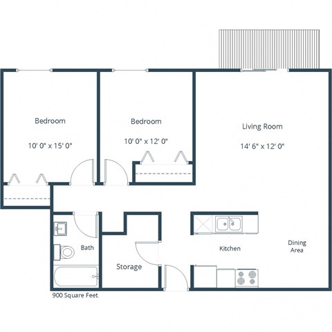 Barrette Arms Apartments in Crookston, MN | Two Bedroom Floor Plan 21A