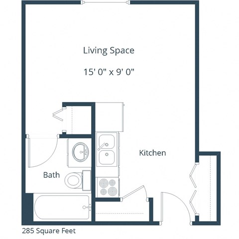 Hoven Lane Apartments in Crookston, MN | Efficiency Floor Plan 01A
