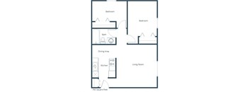 Hoven Lane Apartments in Crookston, MN | Two Bedroom Floor Plan 21A