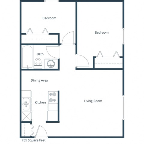 Hoven Lane Apartments in Crookston, MN | Two Bedroom Floor Plan 21A