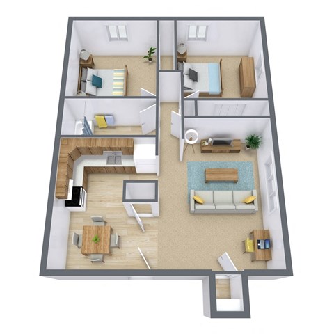 Crown Court Apartments | Two Bedroom Plan 21B