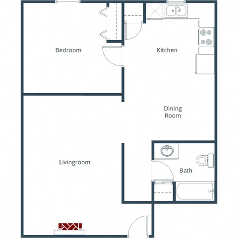 Crown Court 1 Apartments in Fargo, ND | One Bedroom Floor Plan 11A