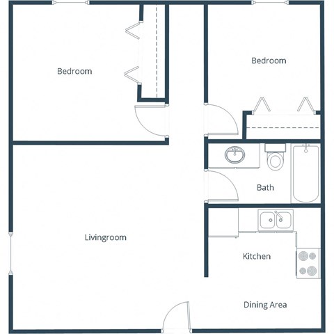 Crown Court 1 Apartments in Fargo, ND | Two Bedroom Floor Plan 21A