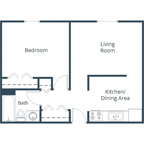 Riverwood Apartments in Crookston, MN | One Bedroom Floor Plan 11B