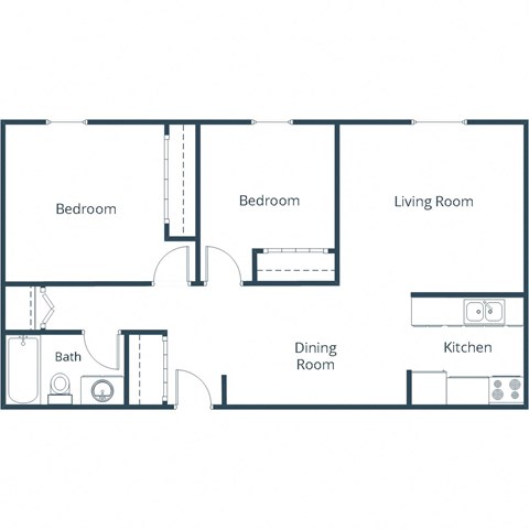 Riverwood Apartments in Crookston, MN | Two Bedroom Floor Plan 21A