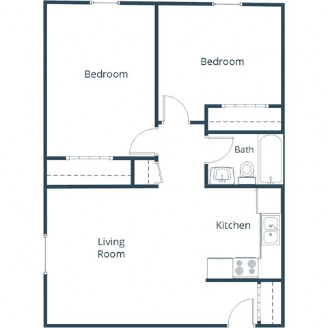 Riverwood Apartments in Crookston, MN | Two Bedroom Floor Plan 21B