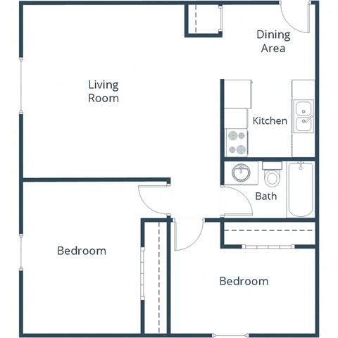 Riverwood Apartments in Crookston, MN | Two Bedroom Floor Plan 21C