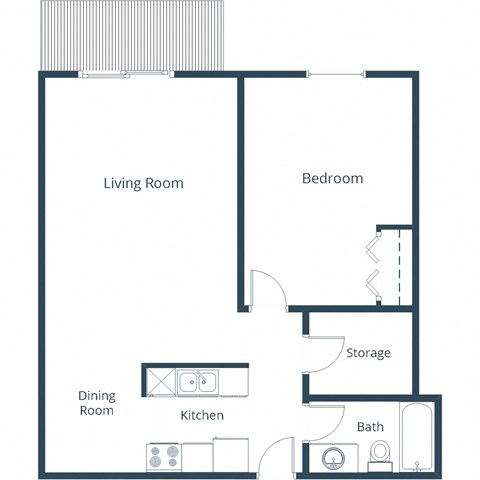 Bristol Park Apartments in Grand Forks, ND | One Bedroom Floor Plan 11A