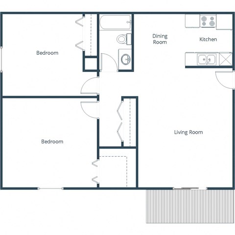 Bristol Park Apartments in Grand Forks, ND | Two Bedroom Floor Plan 21B