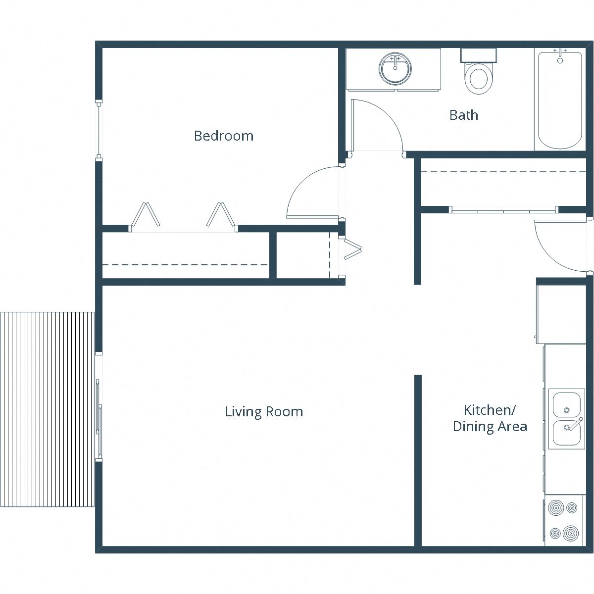 Chandler 1866 Apartments in Grand Forks, ND | One Bedroom Floor Plan 11A