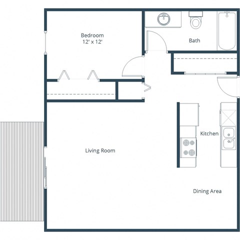 Chandler 1802 Apartments | One Bedroom Floor Plan