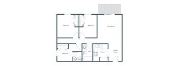 Chandler 1802 Apartments | Three Bedroom Floor Plan