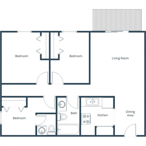 Chandler 1802 Apartments | Three Bedroom Floor Plan