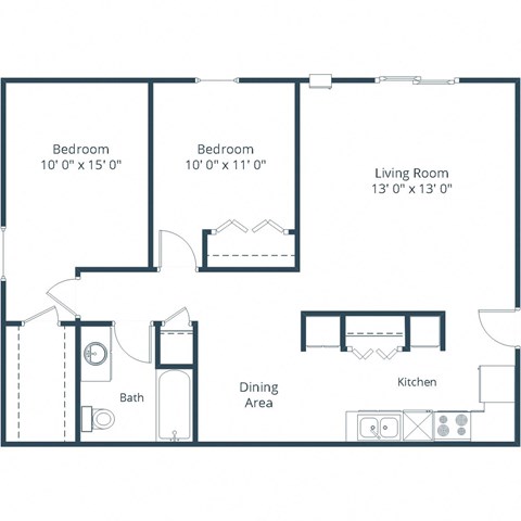 Chandler 1834 Apartments | 2 Bedroom Floor Plan A