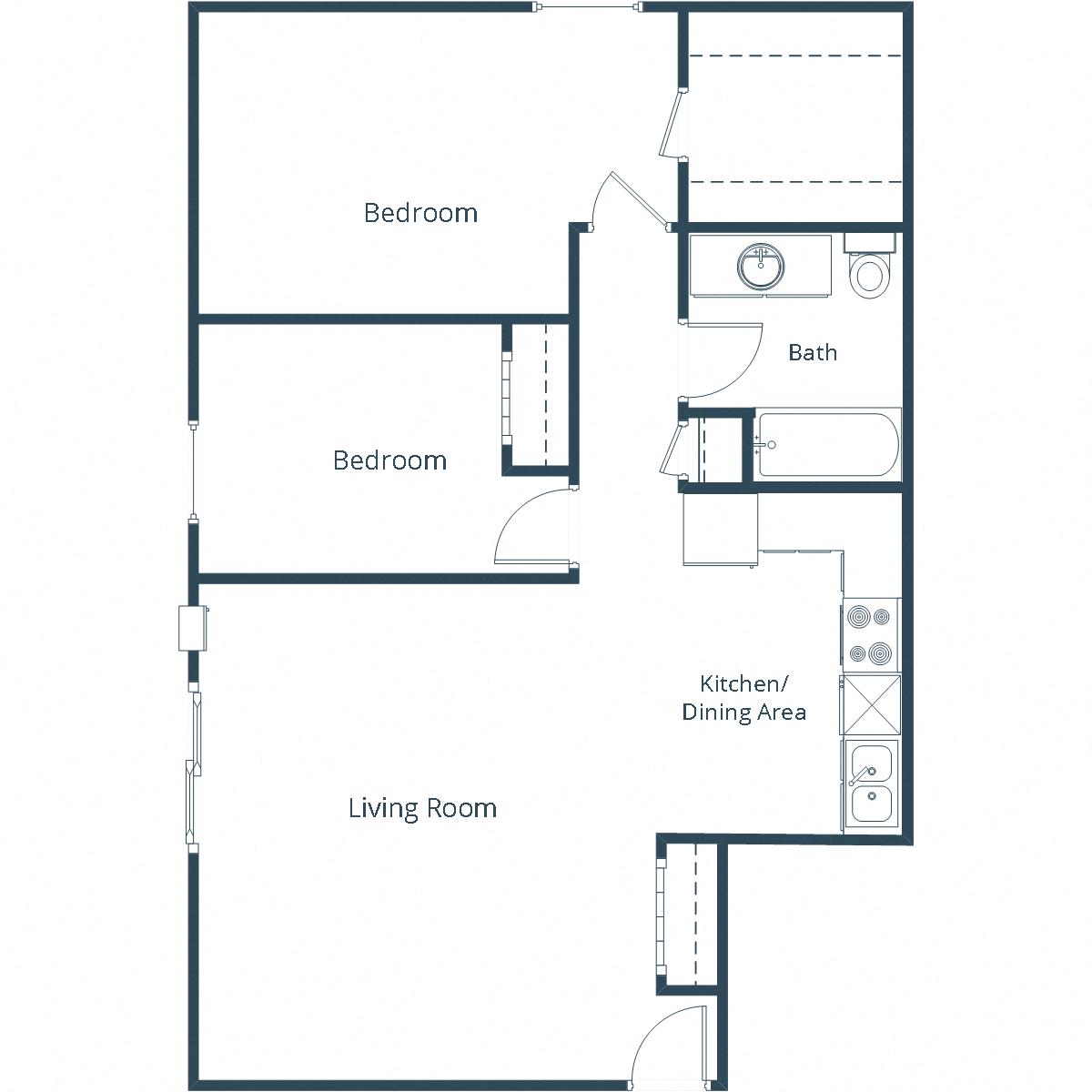 Chandler 1834 Apartments in Grand Forks, ND | Two Bedroom Floor Plan 21B