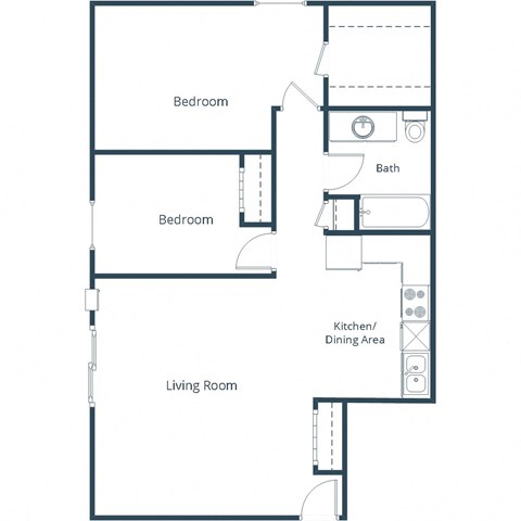 Chandler 1834 Apartments | 2 Bedroom Floor Plan B
