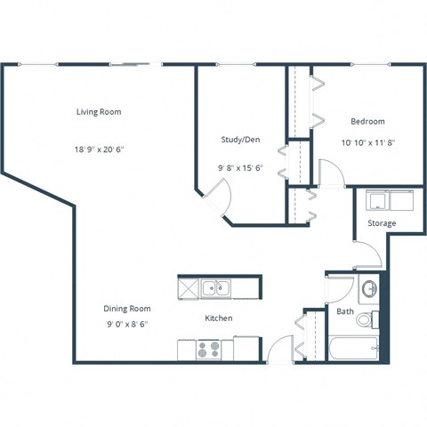 Columbia West Apartments in Grand Forks, ND | One Bedroom Floor Plan 11C