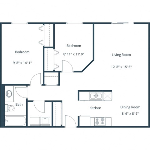 Columbia West Apartments in Grand Forks, ND | Two Bedroom Floor Plan 21A