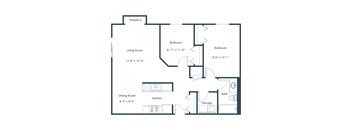 Columbia West Apartments in Grand Forks, ND | Two Bedroom Floor Plan 21B