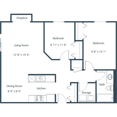 Columbia West Apartments in Grand Forks, ND | Two Bedroom Floor Plan 21B