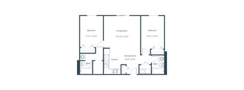 Columbia West Apartments in Grand Forks, ND | Two Bedroom Floor Plan 22A