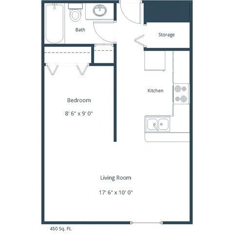 Creekside Apartments in Grand Forks, ND | Efficiency Floor Plan 01A