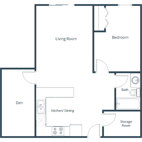 Grandview I Apartments in Grand Forks, ND | One Bedroom Floor Plan 11B